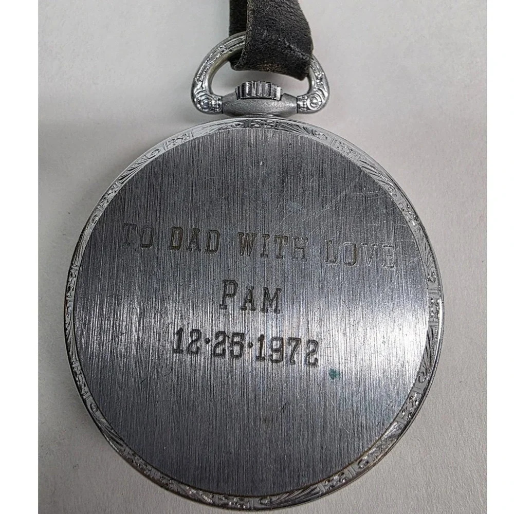 Vintage Caravelle Bulova Pocket Watch 50mm Silver Manual Wind, Mack Trucks Brass